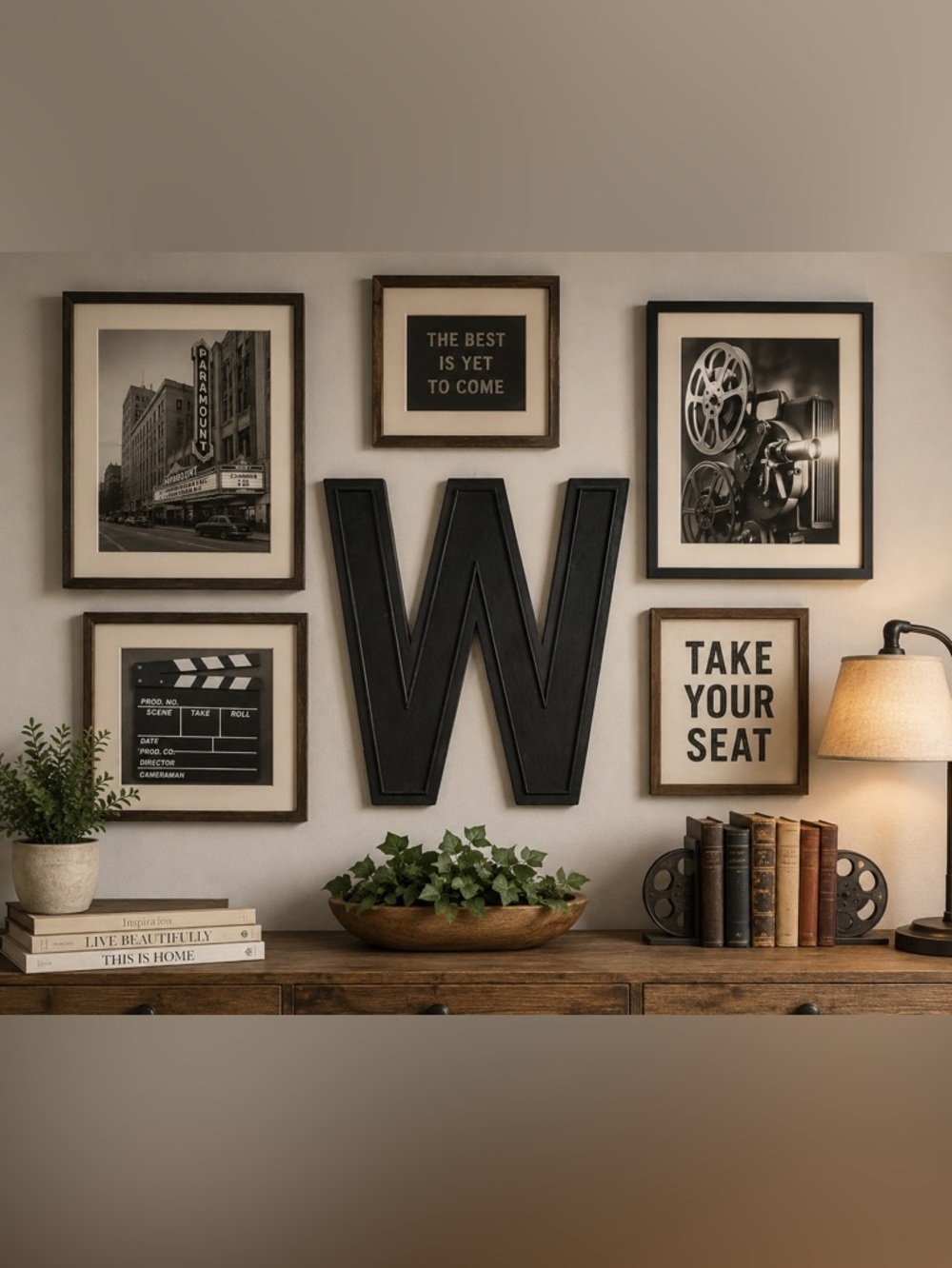 Vintage Movie Marquee Theater Large Letter W M Home Wall Decor